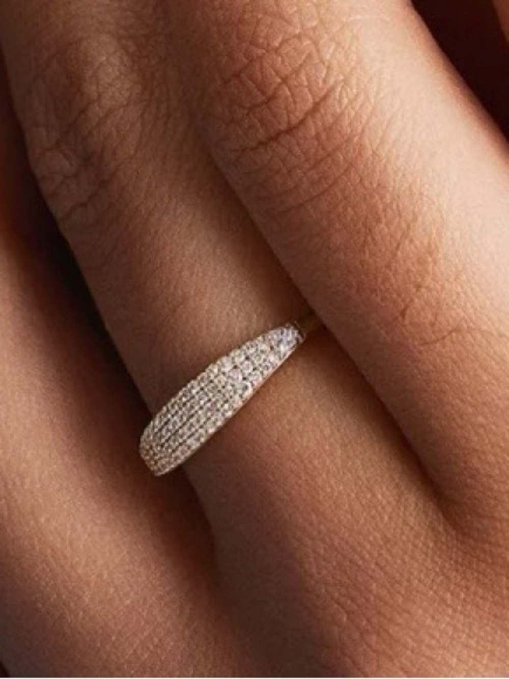 Pavé Diamond Accent Gold Band - Mejuri